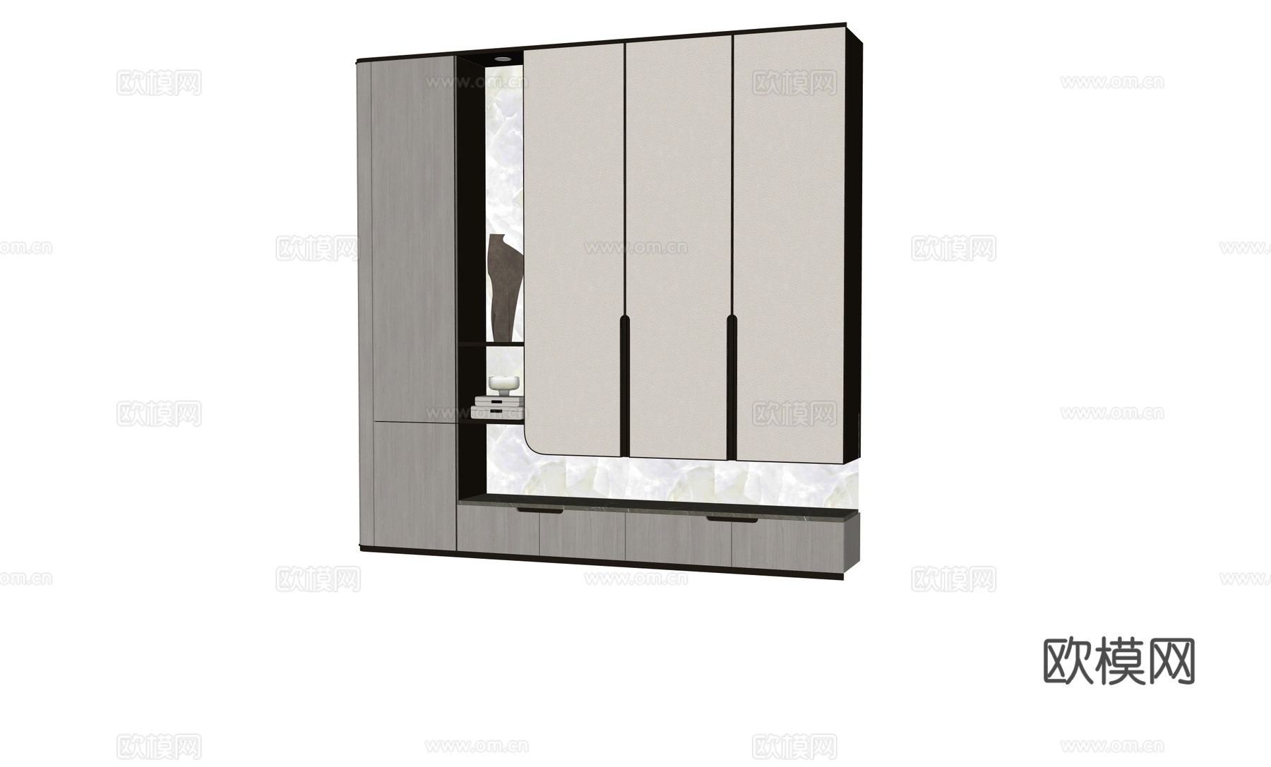 现代鞋柜边柜装饰柜su模型