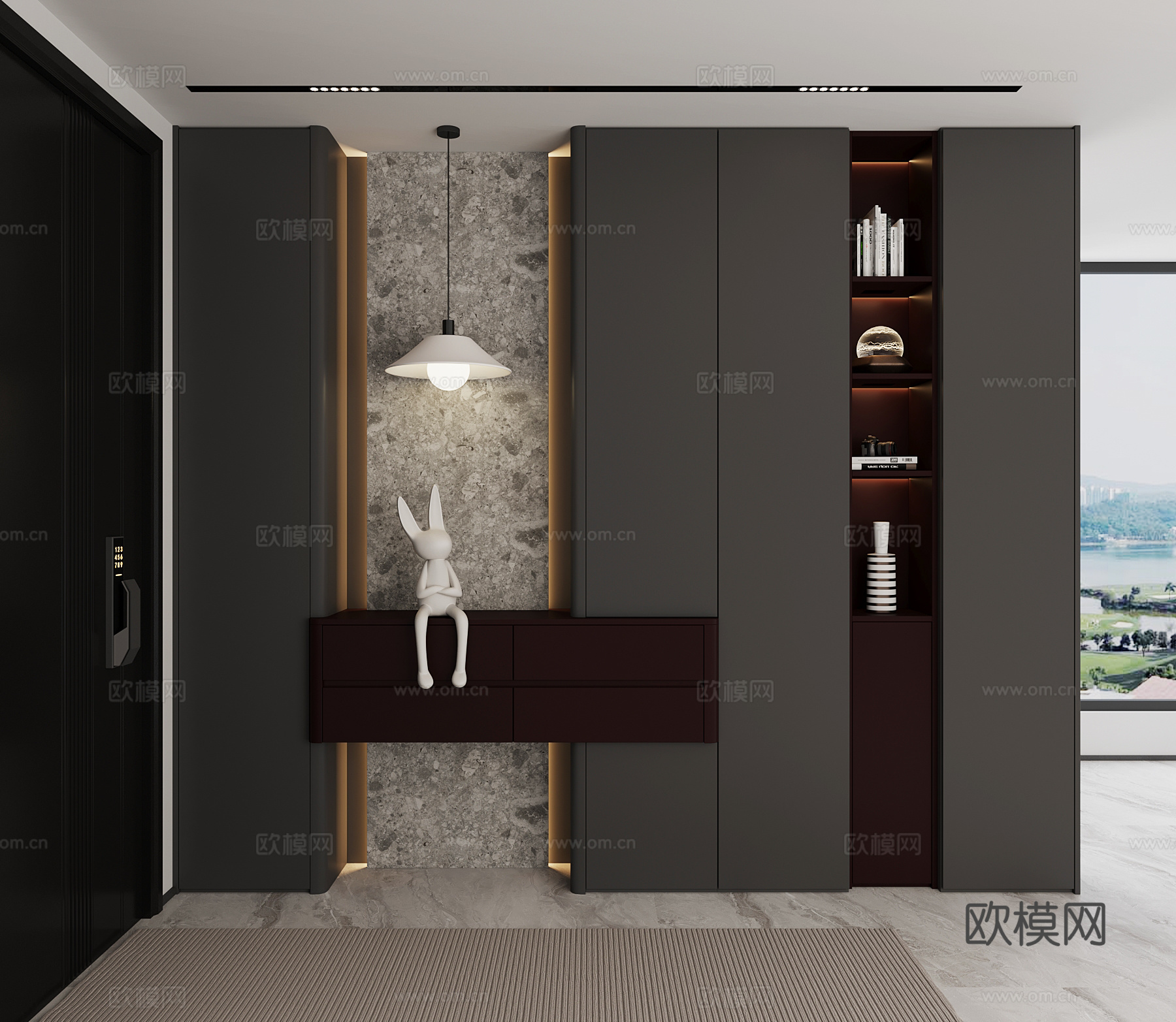 现代入户玄关柜 鞋柜su模型