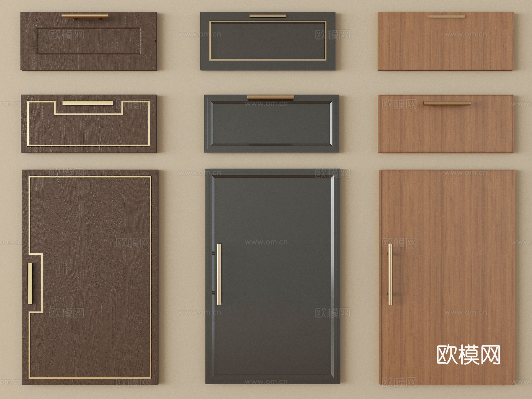 新中式门板 衣柜门su模型