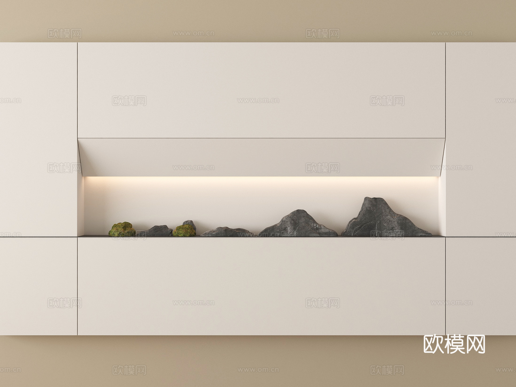 新中式背景墙 室内造景su模型