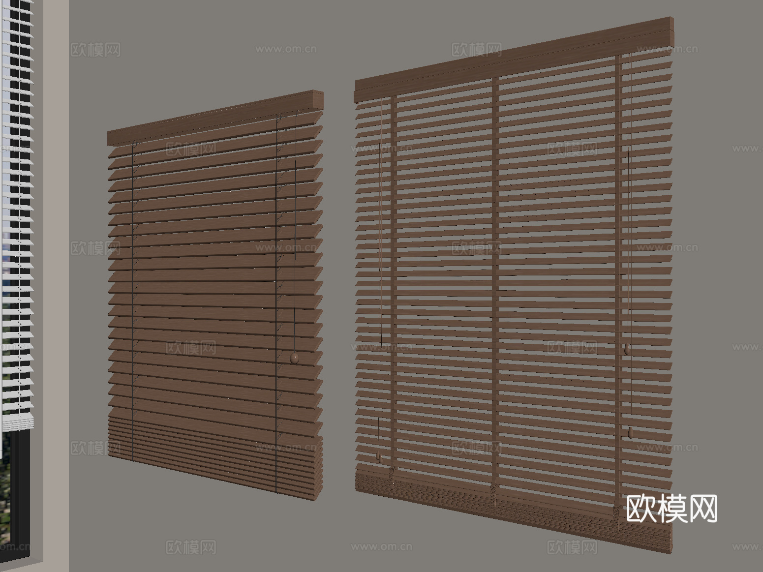 新中式窗帘 卷帘 竹帘 百叶帘su模型
