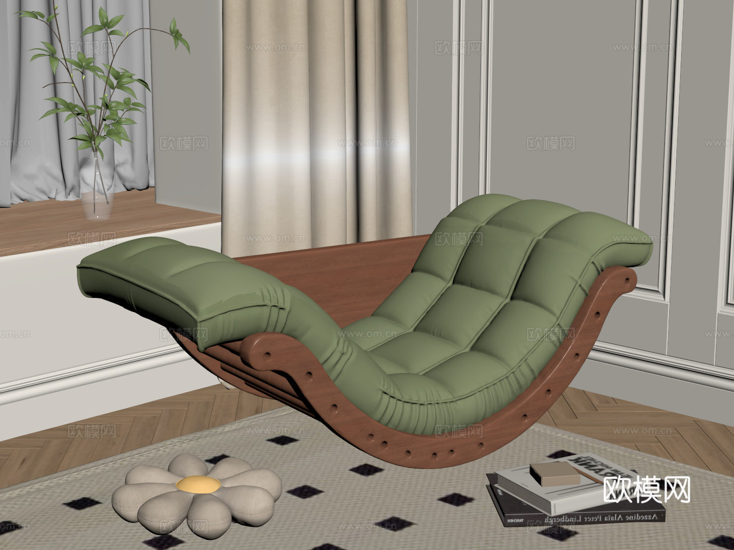 现代摇椅 躺椅 休闲沙发椅 月亮摇椅su模型