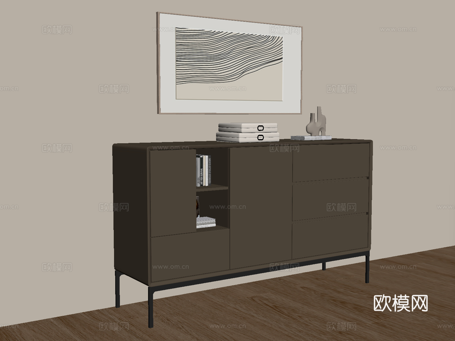 现代玄关柜 边柜 储物柜 装饰柜su模型