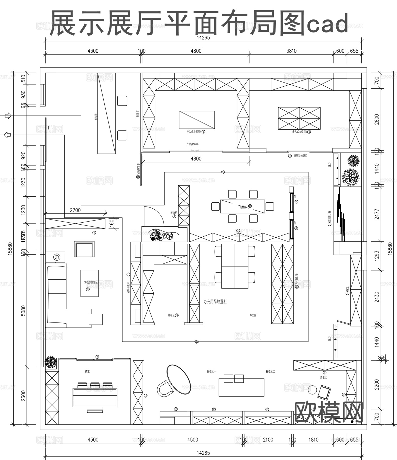 家具展厅平面图cad施工图