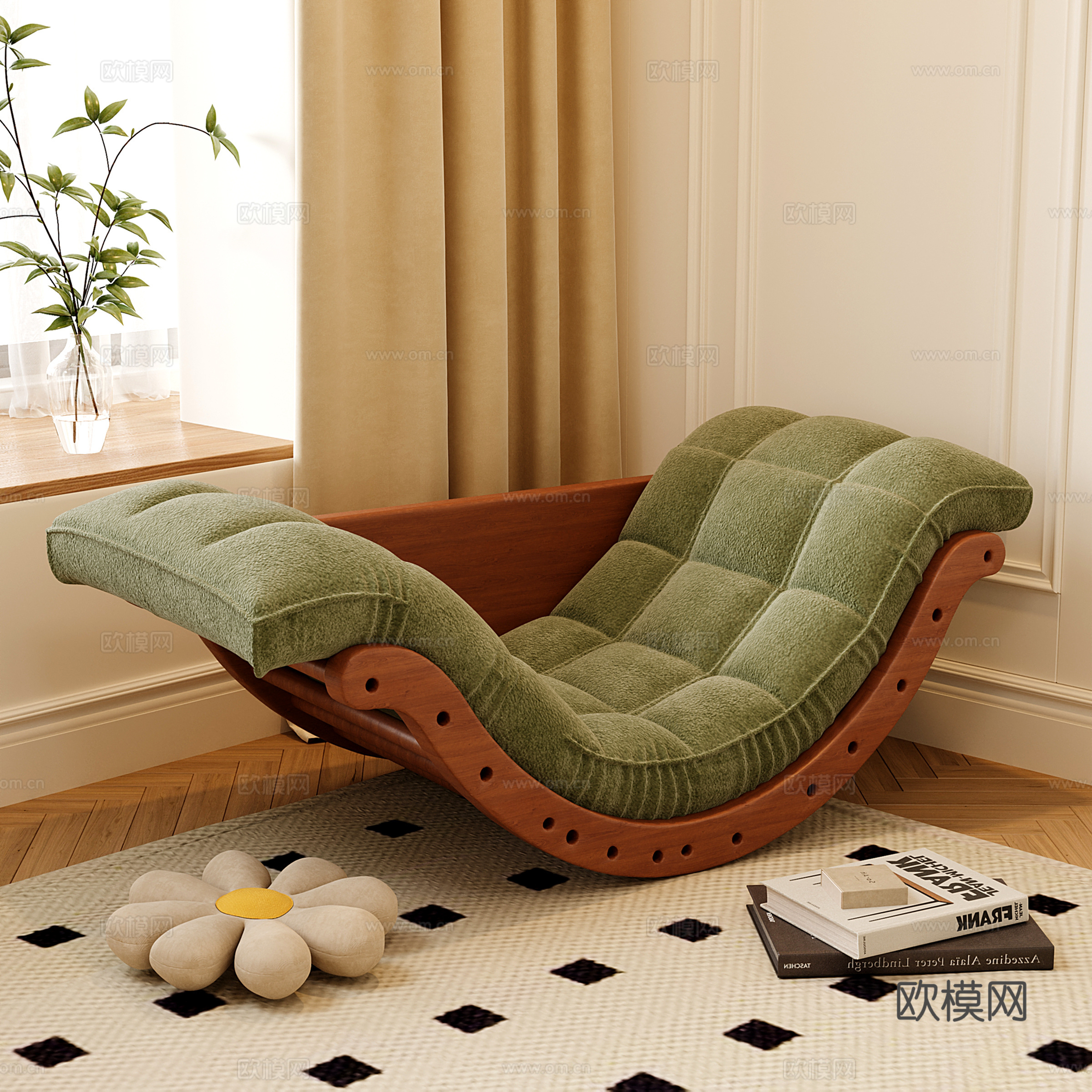 现代摇椅 躺椅 休闲沙发椅 月亮摇椅su模型