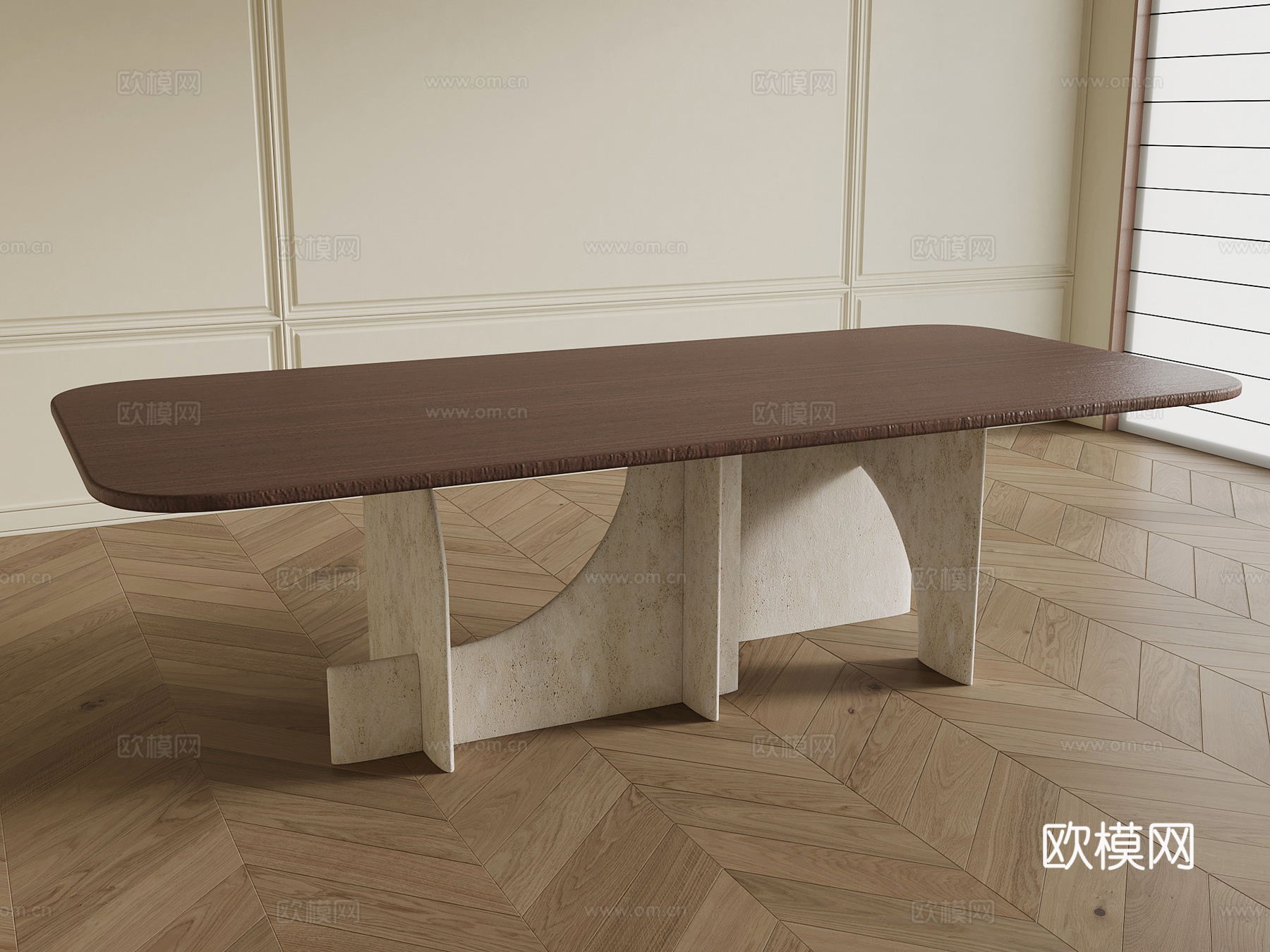 侘寂中古餐桌su模型