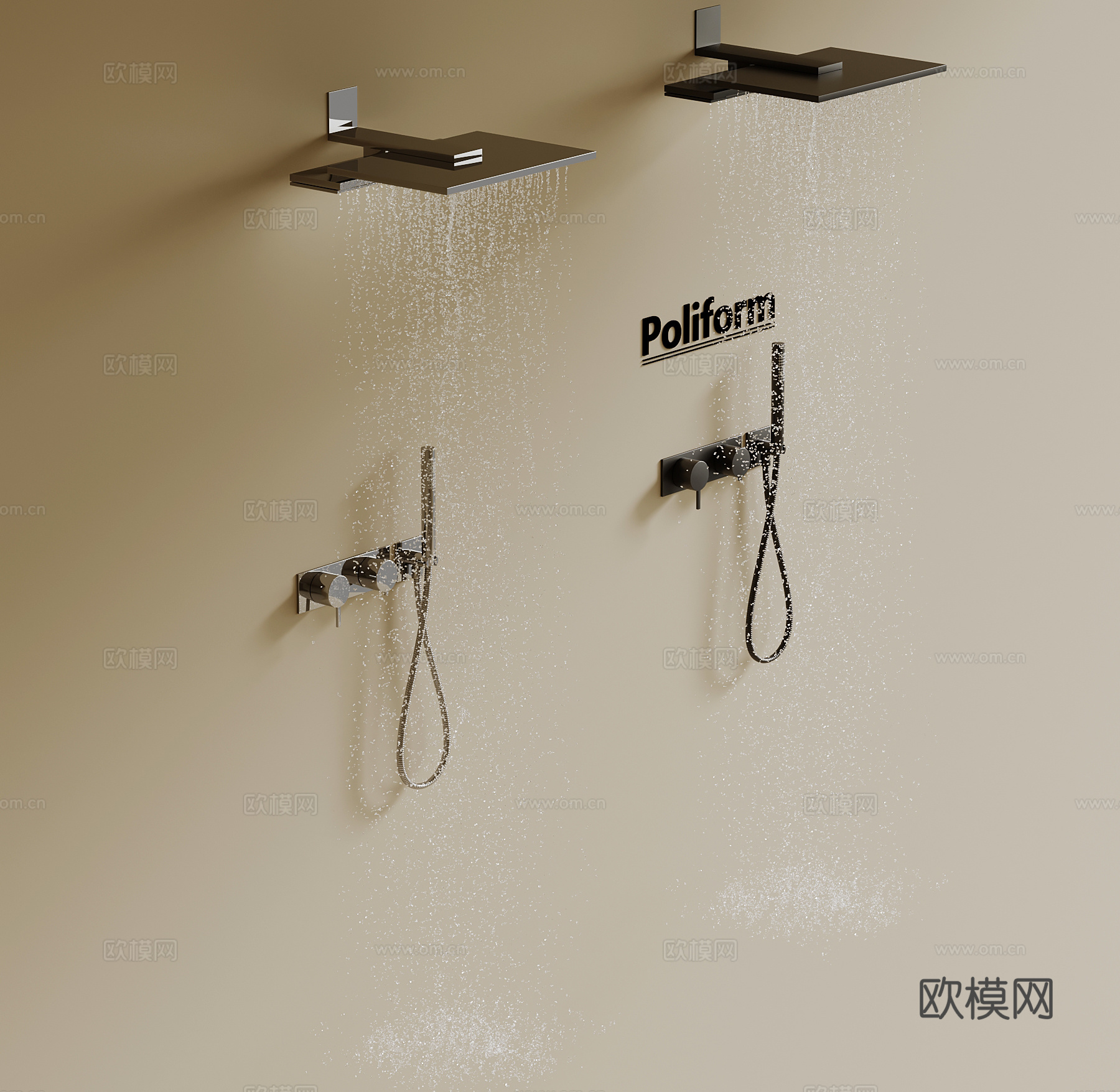 现代花洒 淋浴su模型