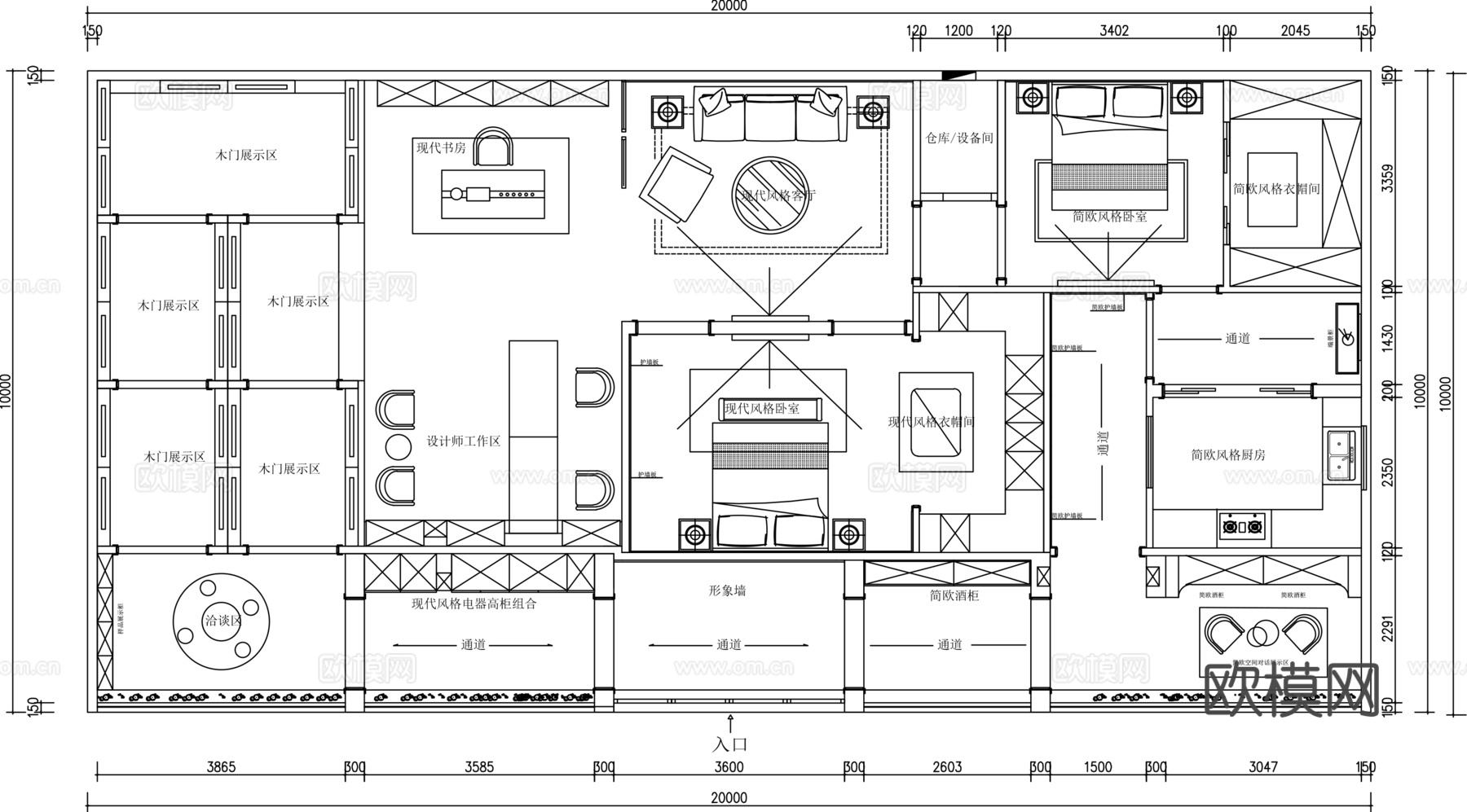 家具展厅平面图cad施工图