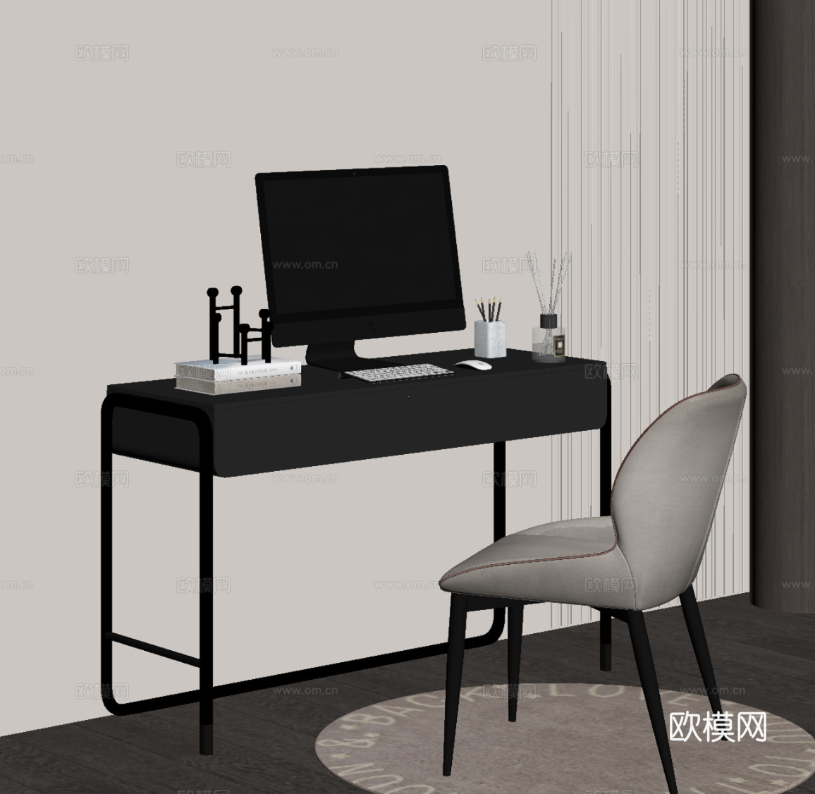 现代意式书桌椅su模型