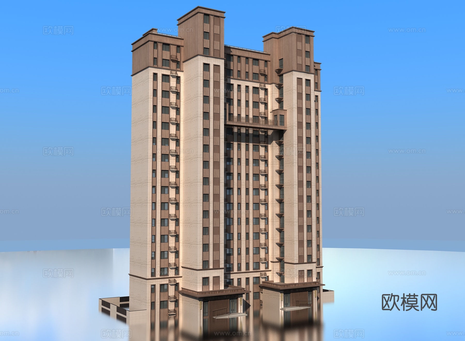 现代高层住宅3d模型