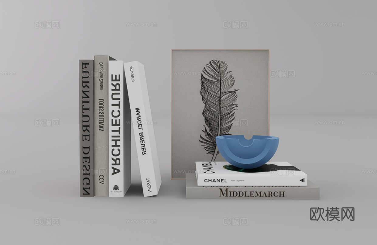 书籍摆件su模型