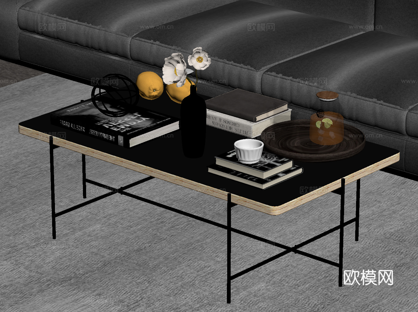 现代意式茶几su模型