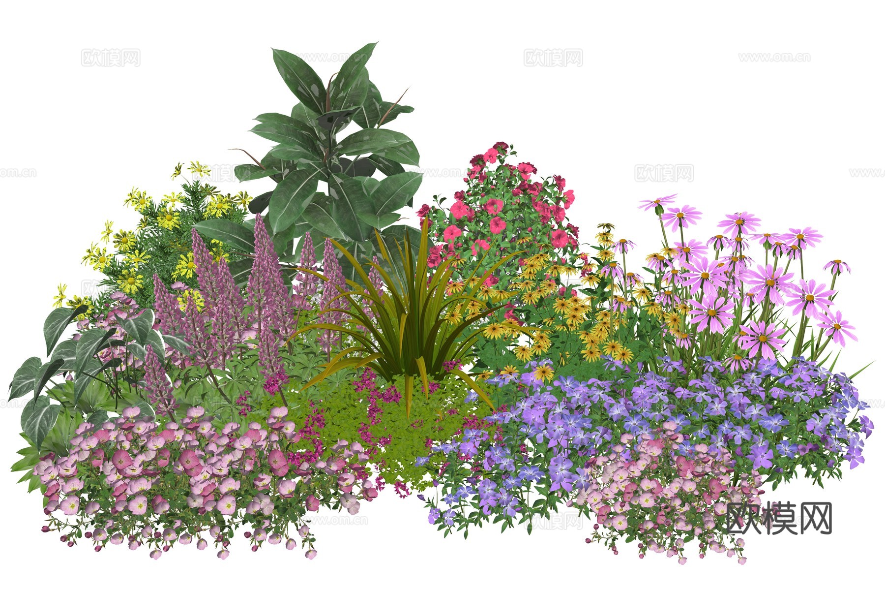 现代室内庭院景观植物堆组合su模型