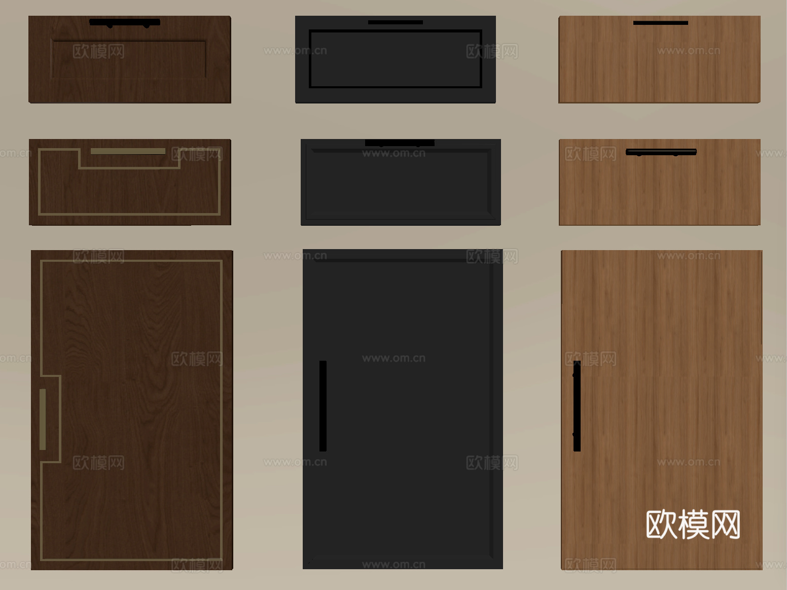 新中式门板 衣柜门su模型