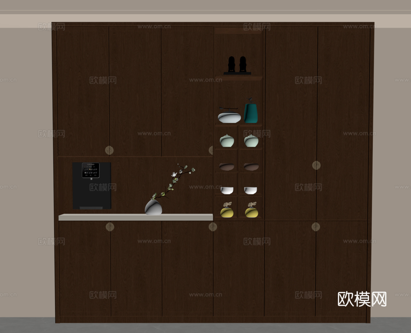 新中式茶柜 餐边柜su模型