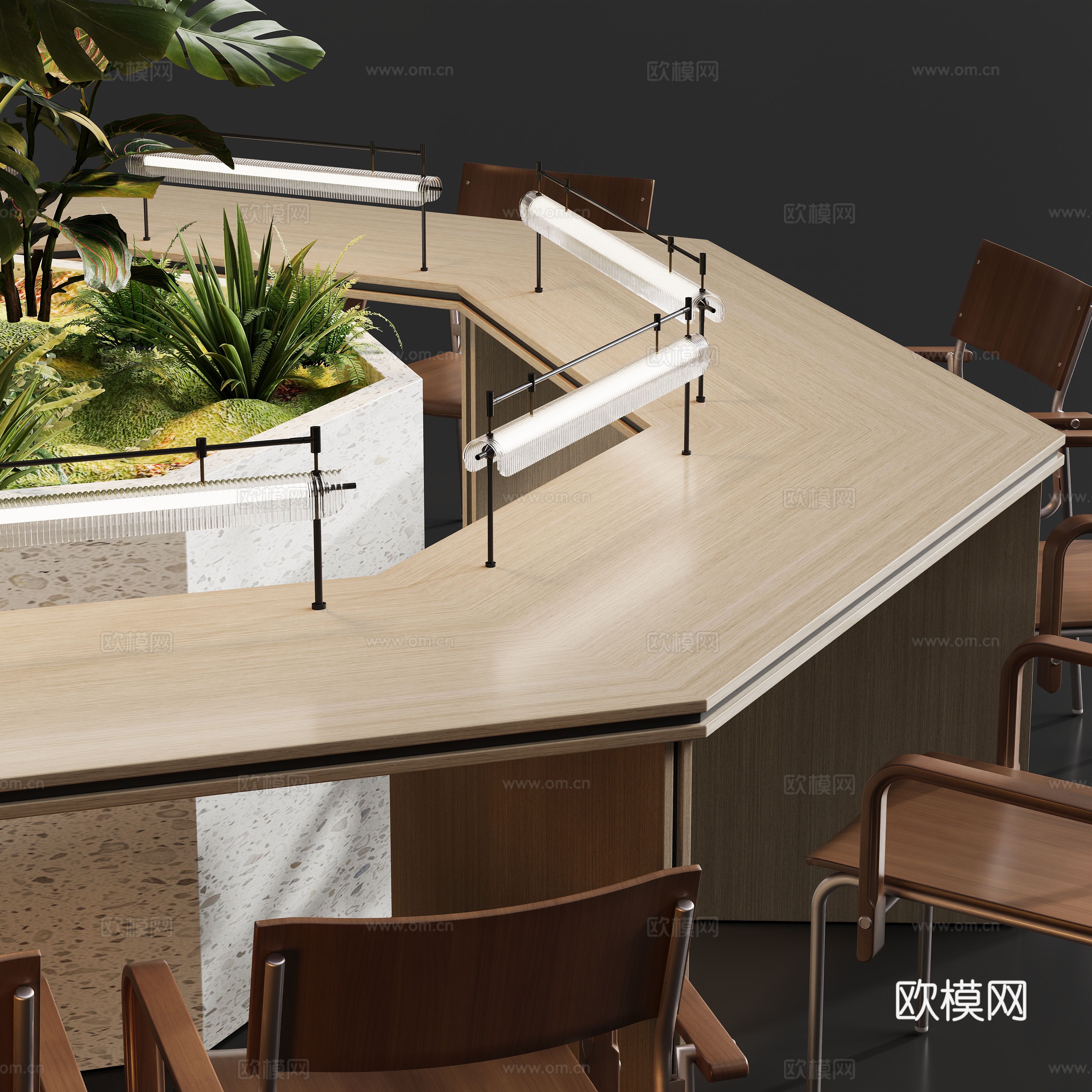 办公室桌椅景观su模型