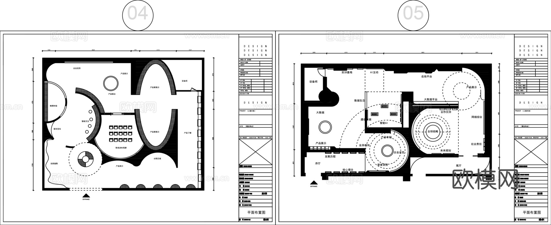 多套科技展厅平面图cad施工图