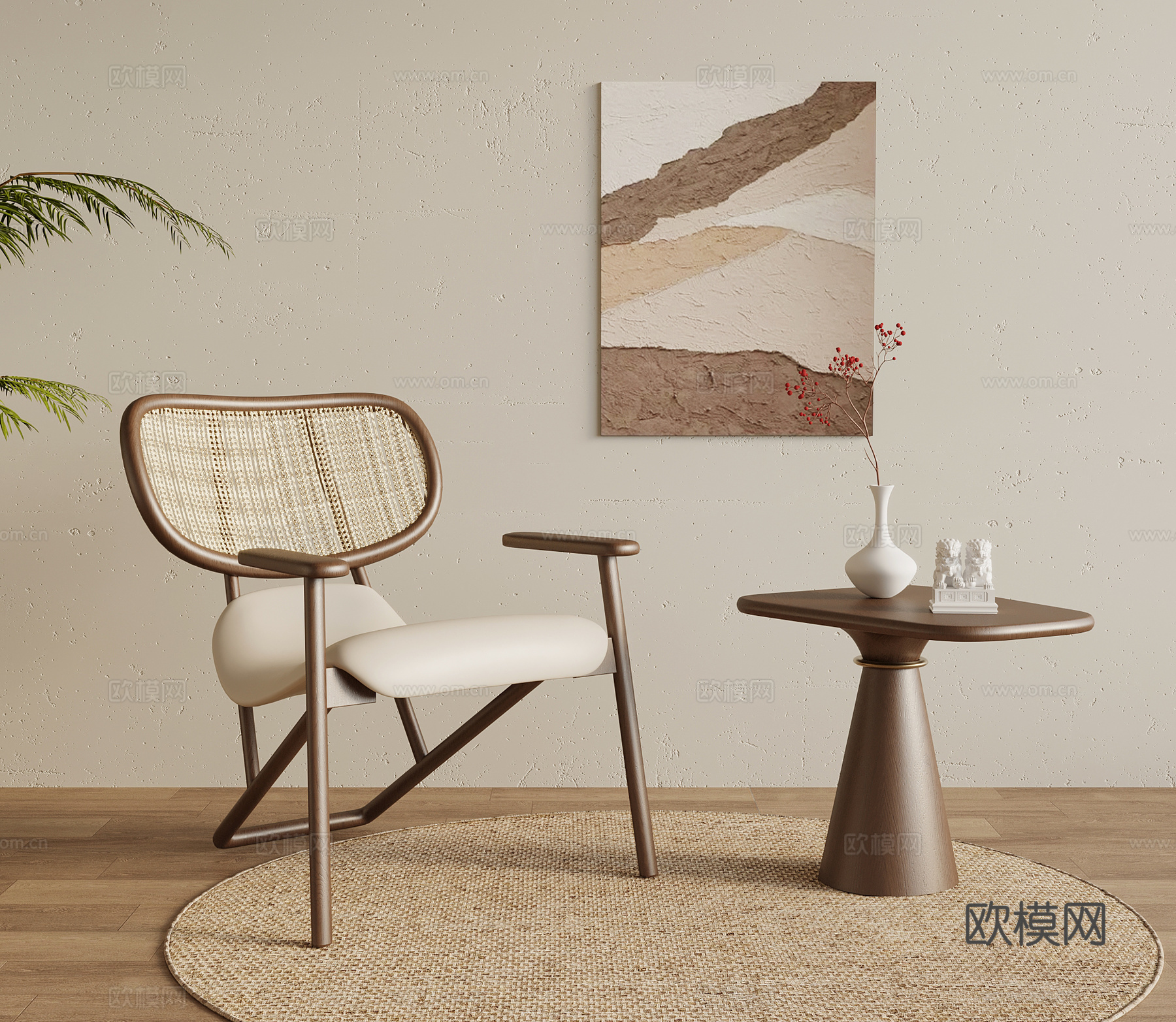 新中式休闲椅 中古风休闲椅 单人椅su模型