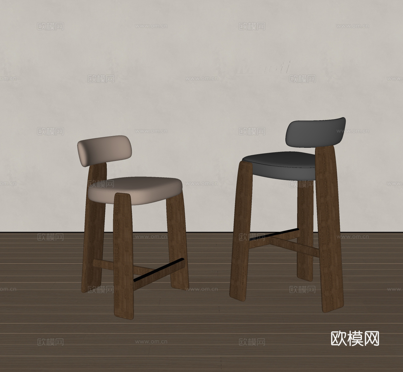 Minotti侘寂风餐椅 吧椅 实木椅子 布艺餐椅su模型