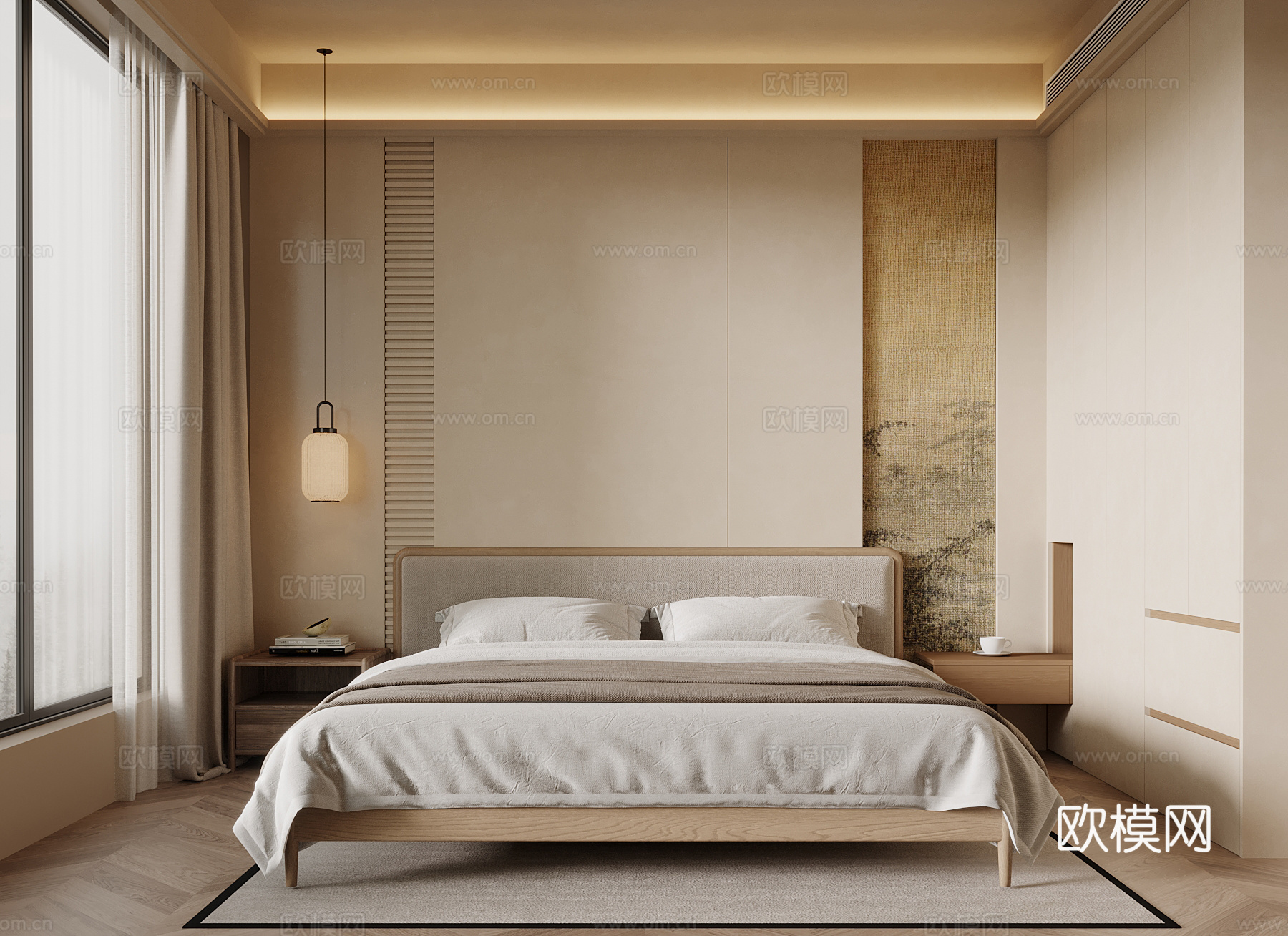 新中式卧室su模型