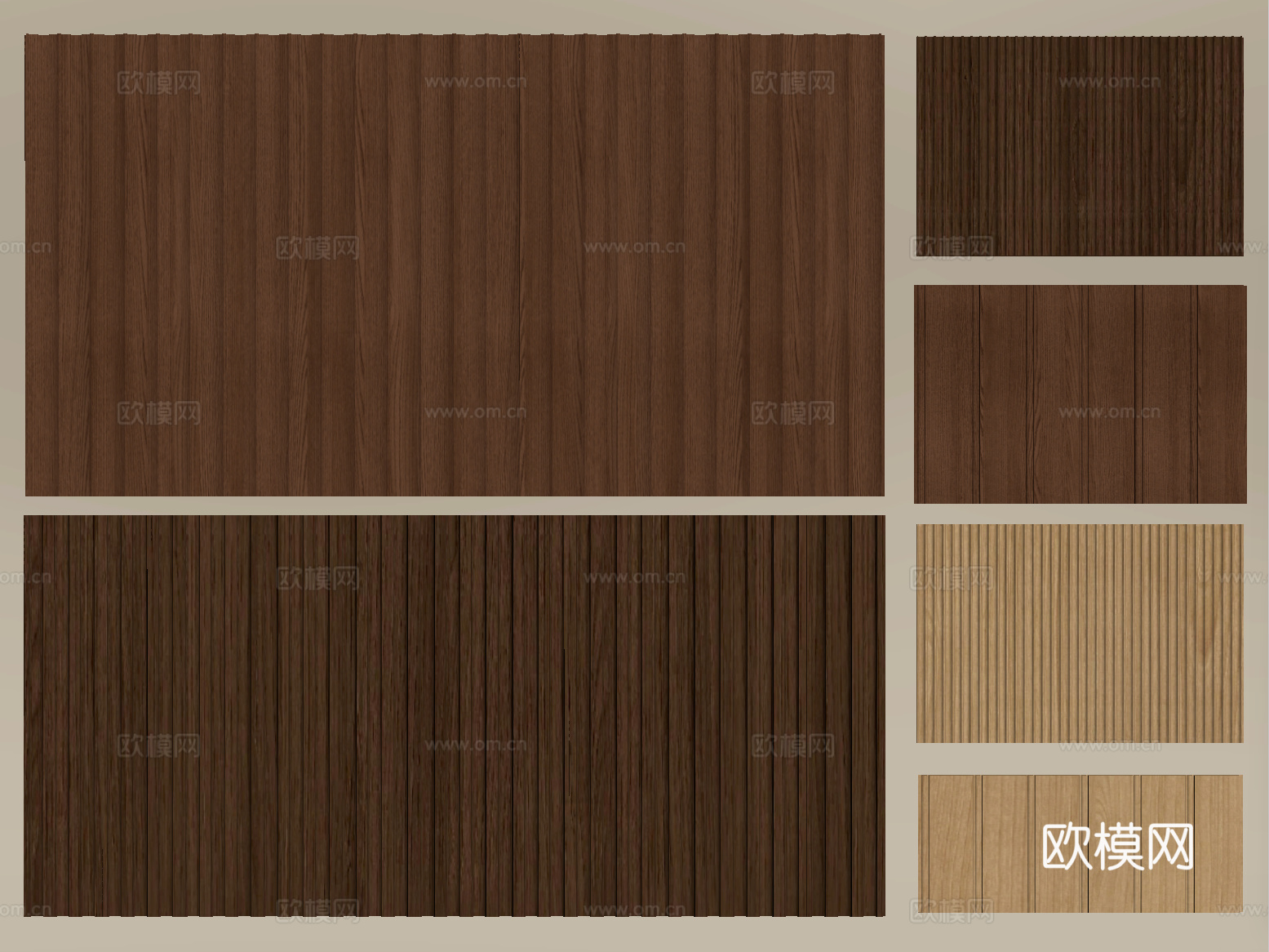 现代格栅护墙板 长城板 波浪板 装饰板背景墙su模型