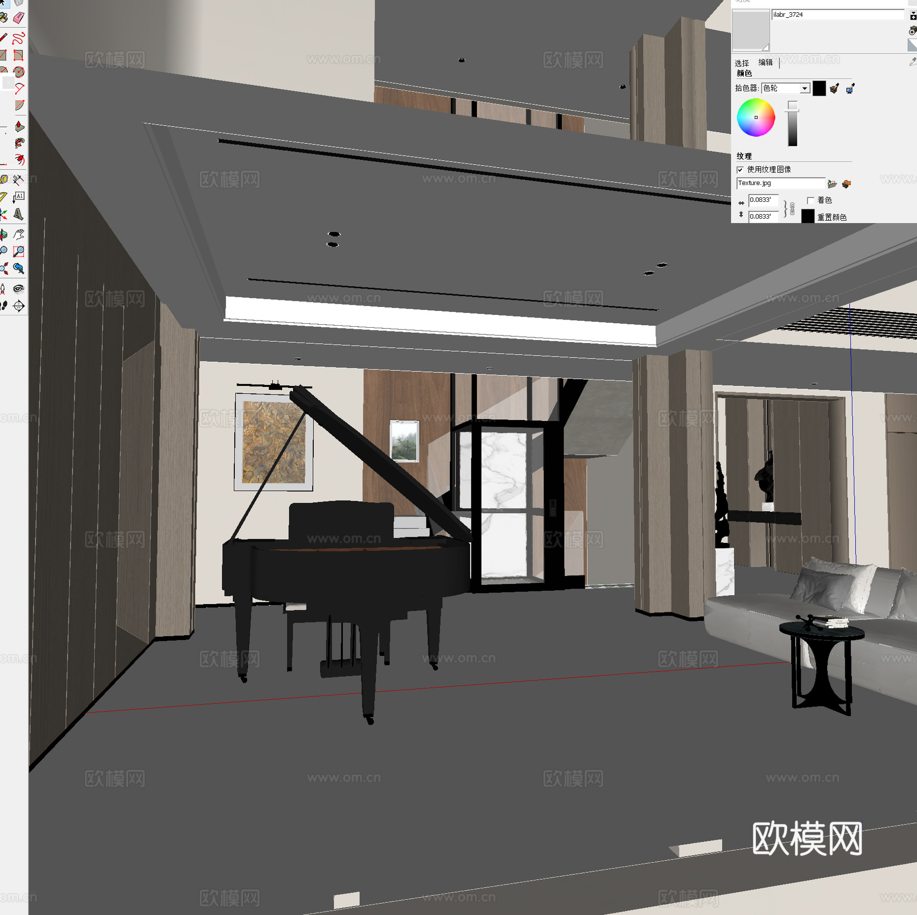 现代别墅门厅入户 现代复式玄关门厅 意式别墅端景挂画 别墅客su模型