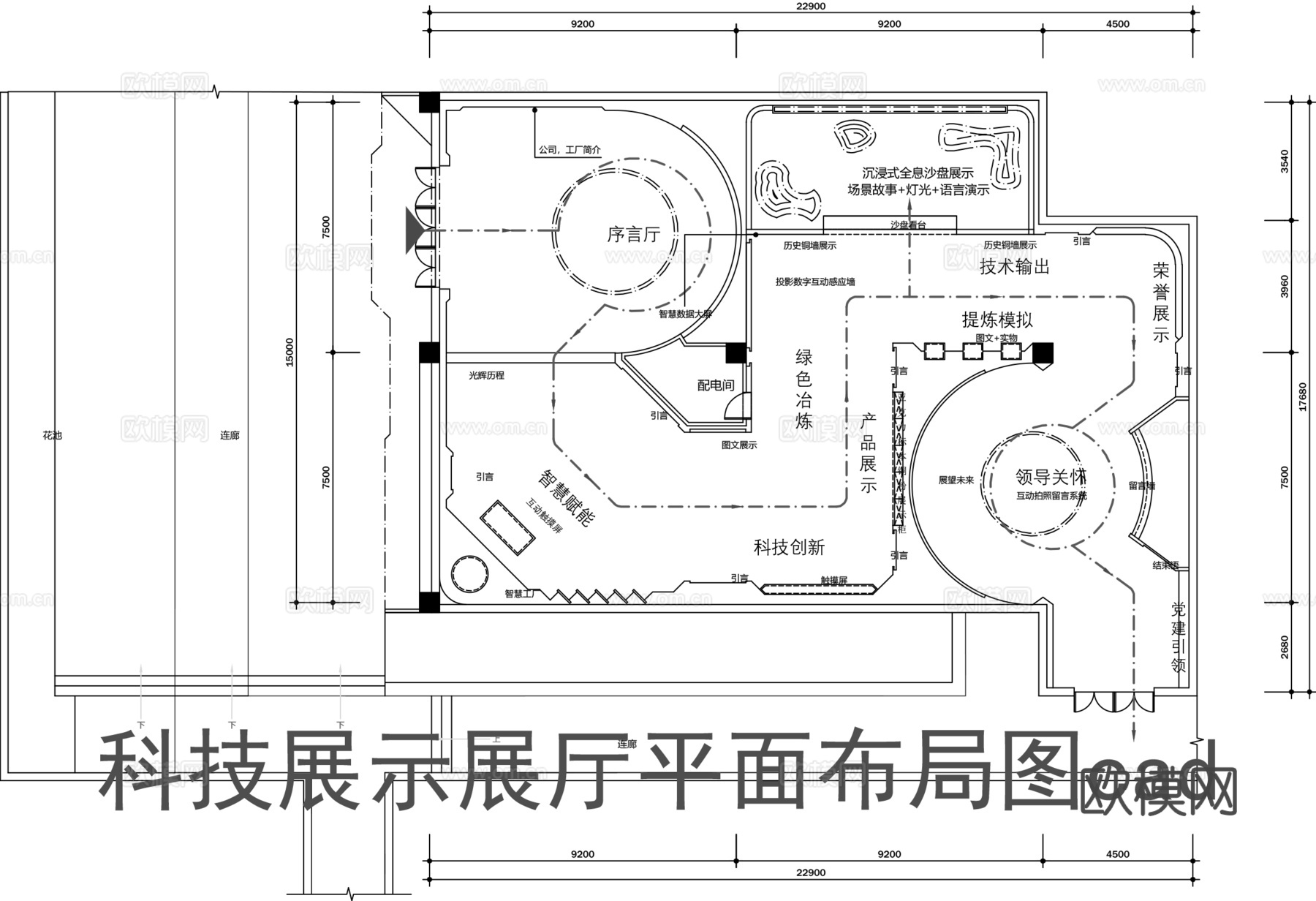 科技展厅平面图cad施工图