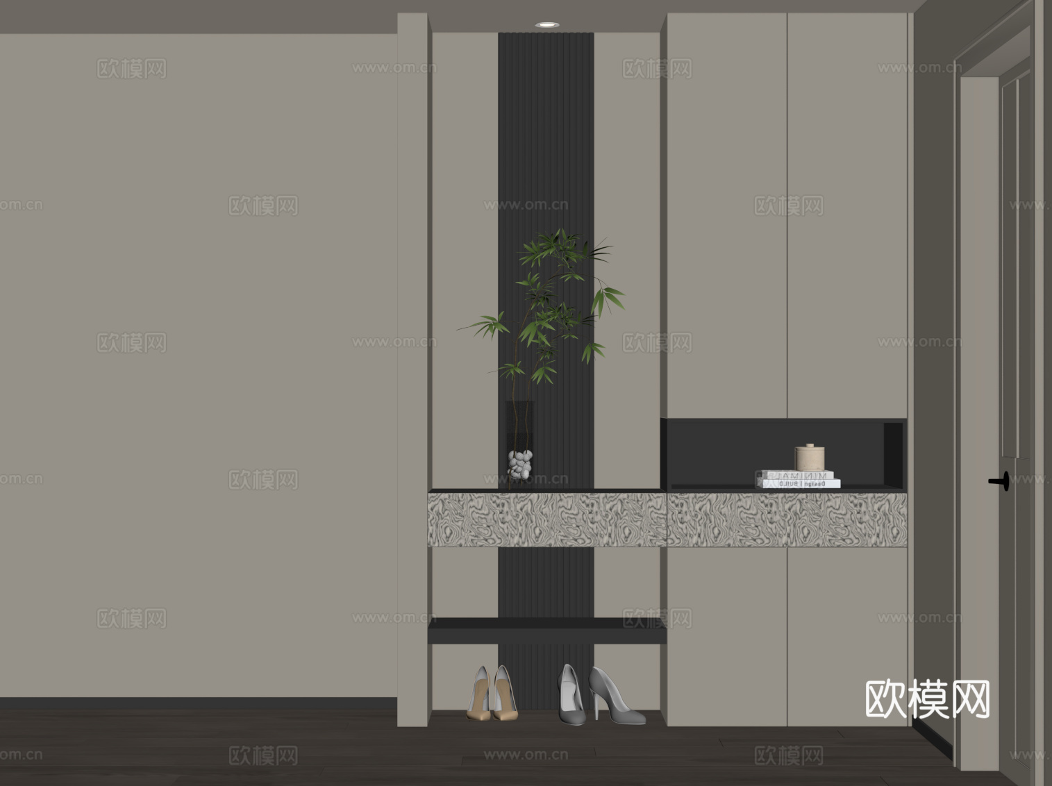 现代鞋柜 入户玄关柜su模型