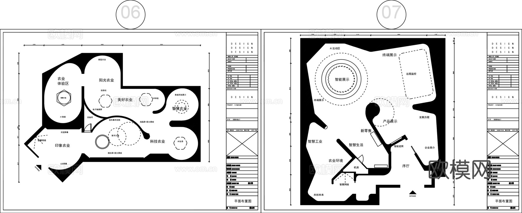 多套科技展厅平面图cad施工图