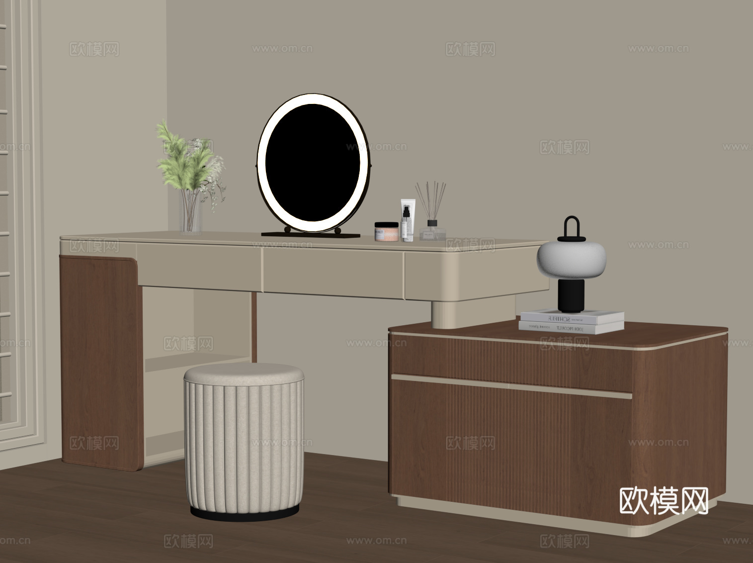 现代中古梳妆台su模型