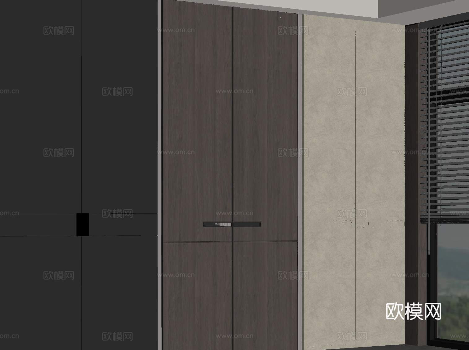 现代柜门 门板su模型