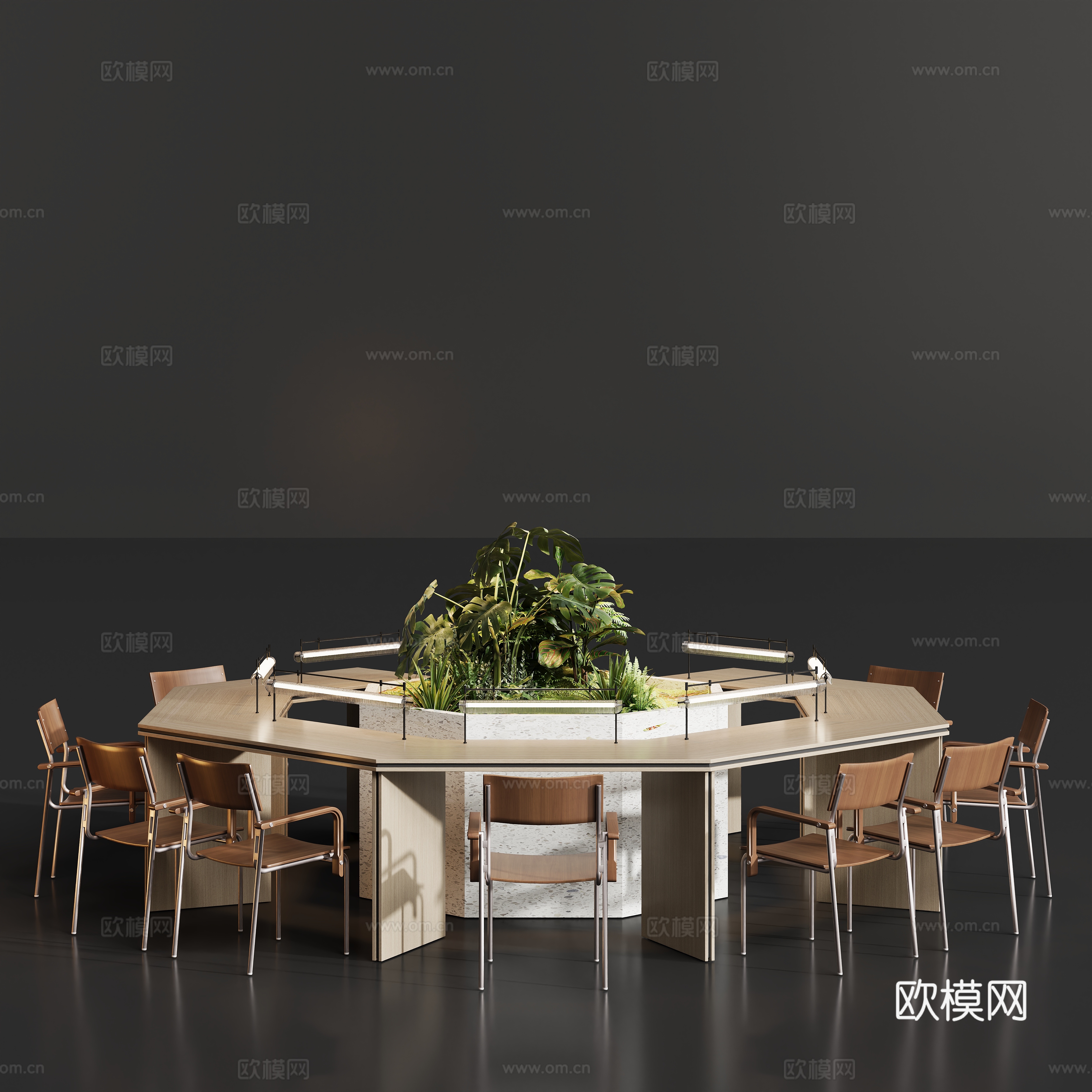 办公室桌椅景观su模型