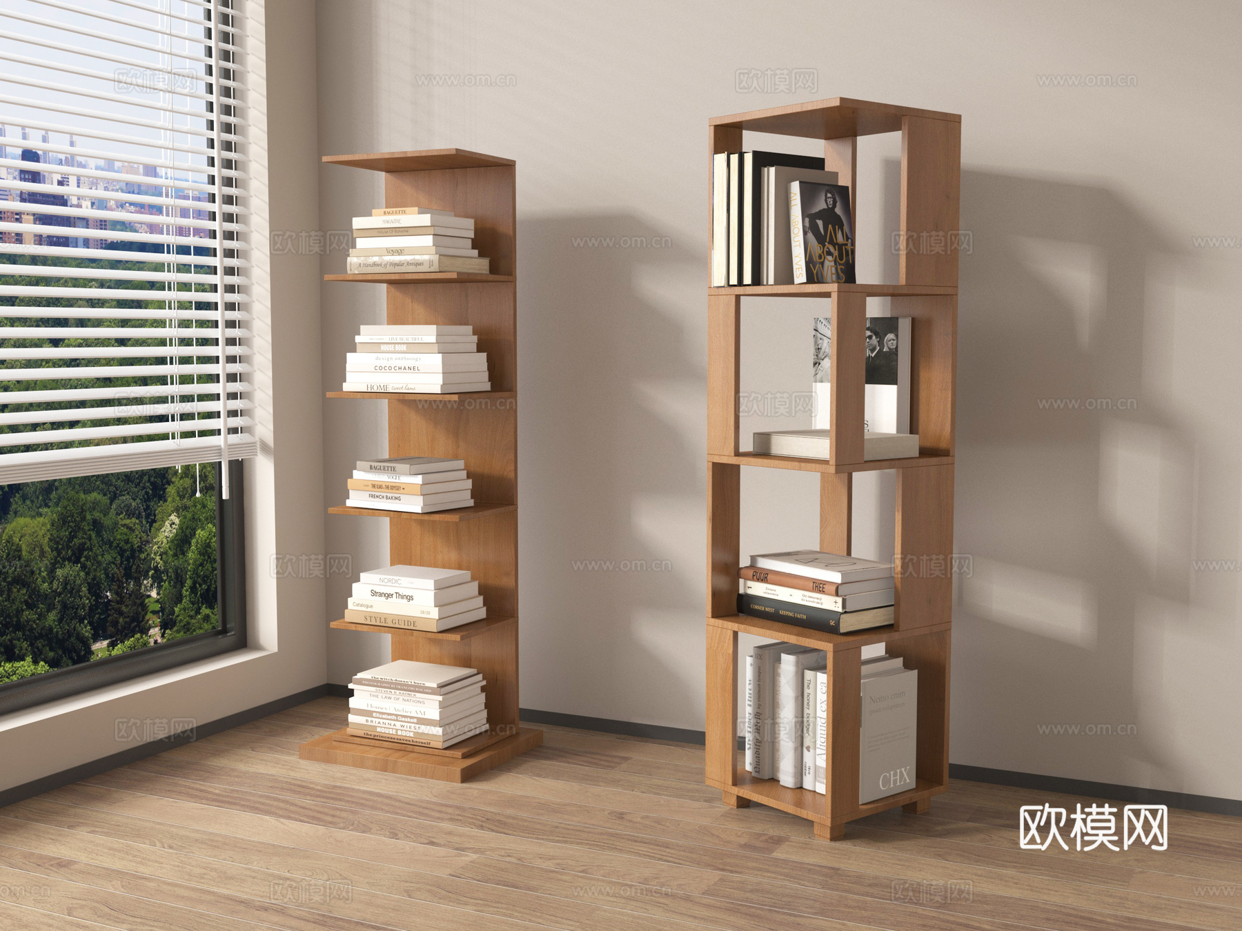 现代书架 简约书架 书籍摆件su模型