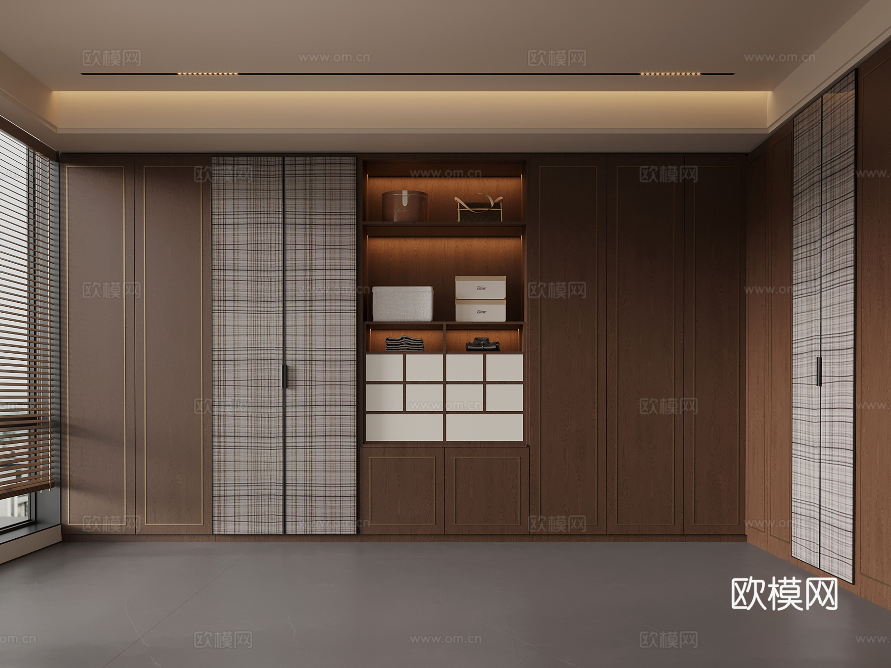 新中式衣柜su模型