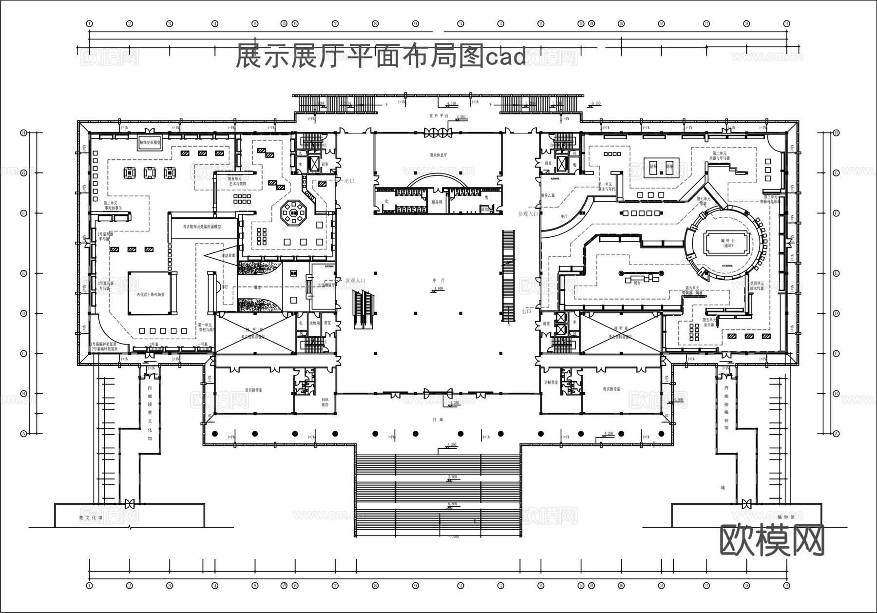 文物展厅平面图 陶器展厅平面图cad施工图