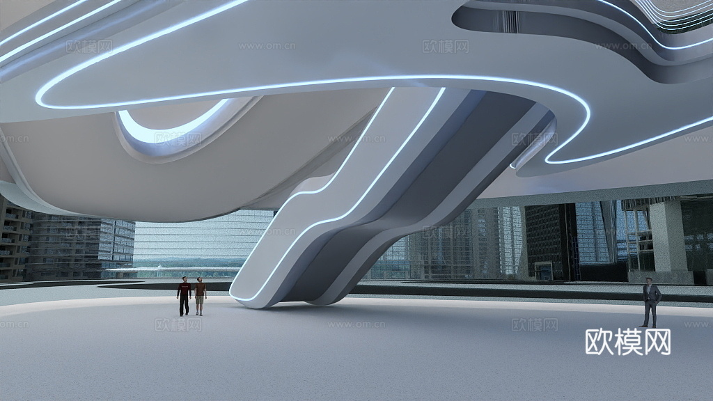 原创头盔型建筑公装室内外设计3d模型下载（渲染图7）