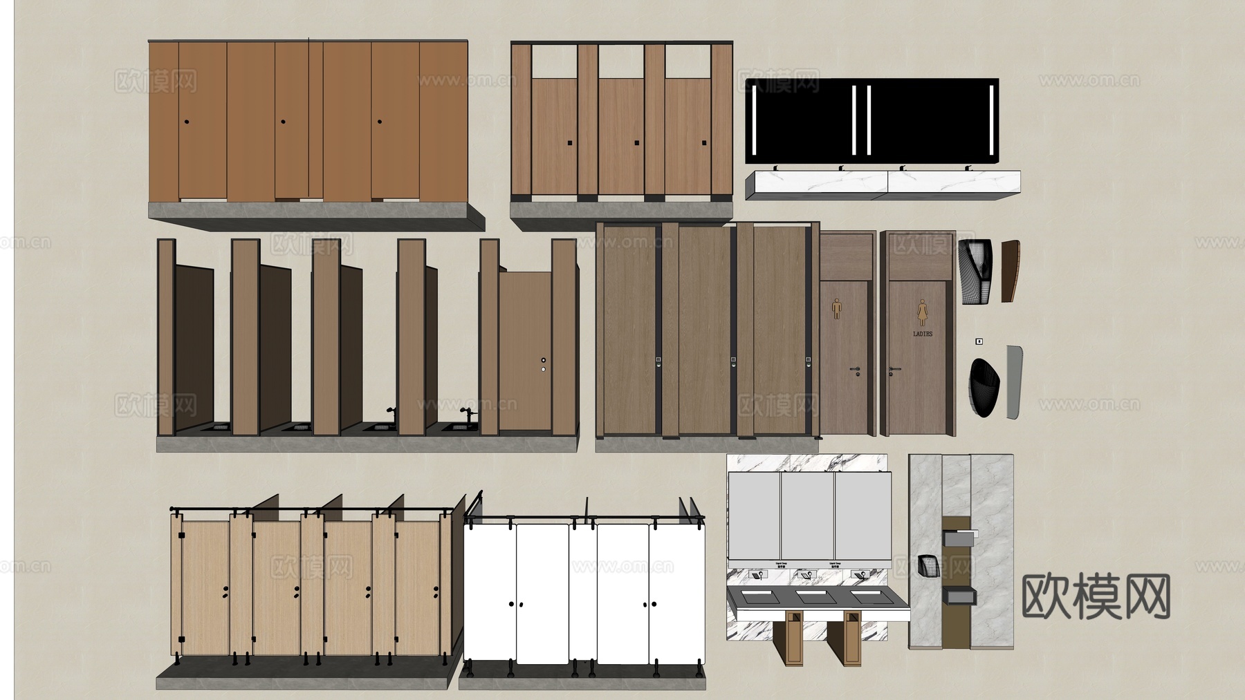 现代公共卫生间su模型