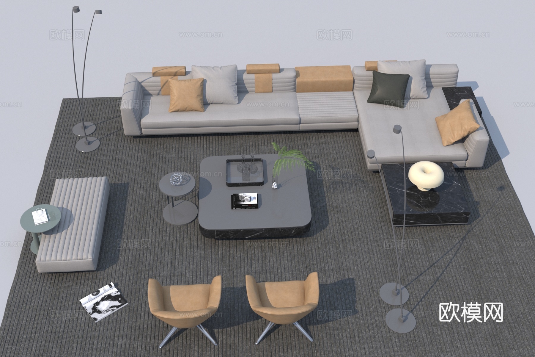 现代沙发茶几组合3d模型