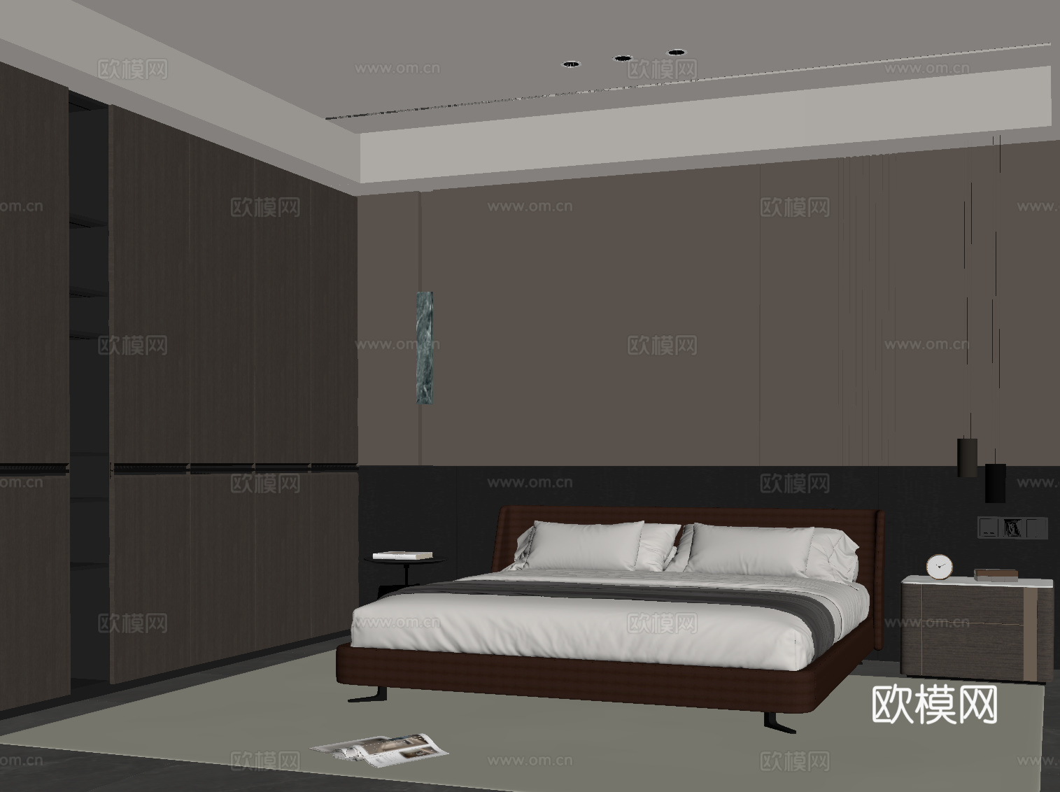 现代意式卧室 衣柜su模型