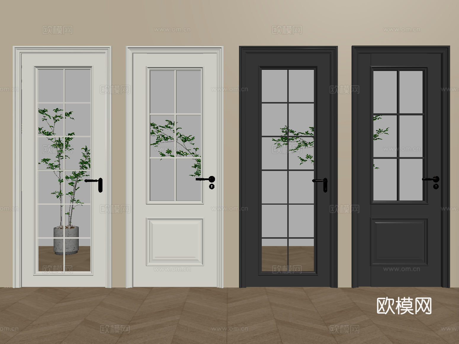 法式单开门 平开门 厨卫门 玻璃门su模型