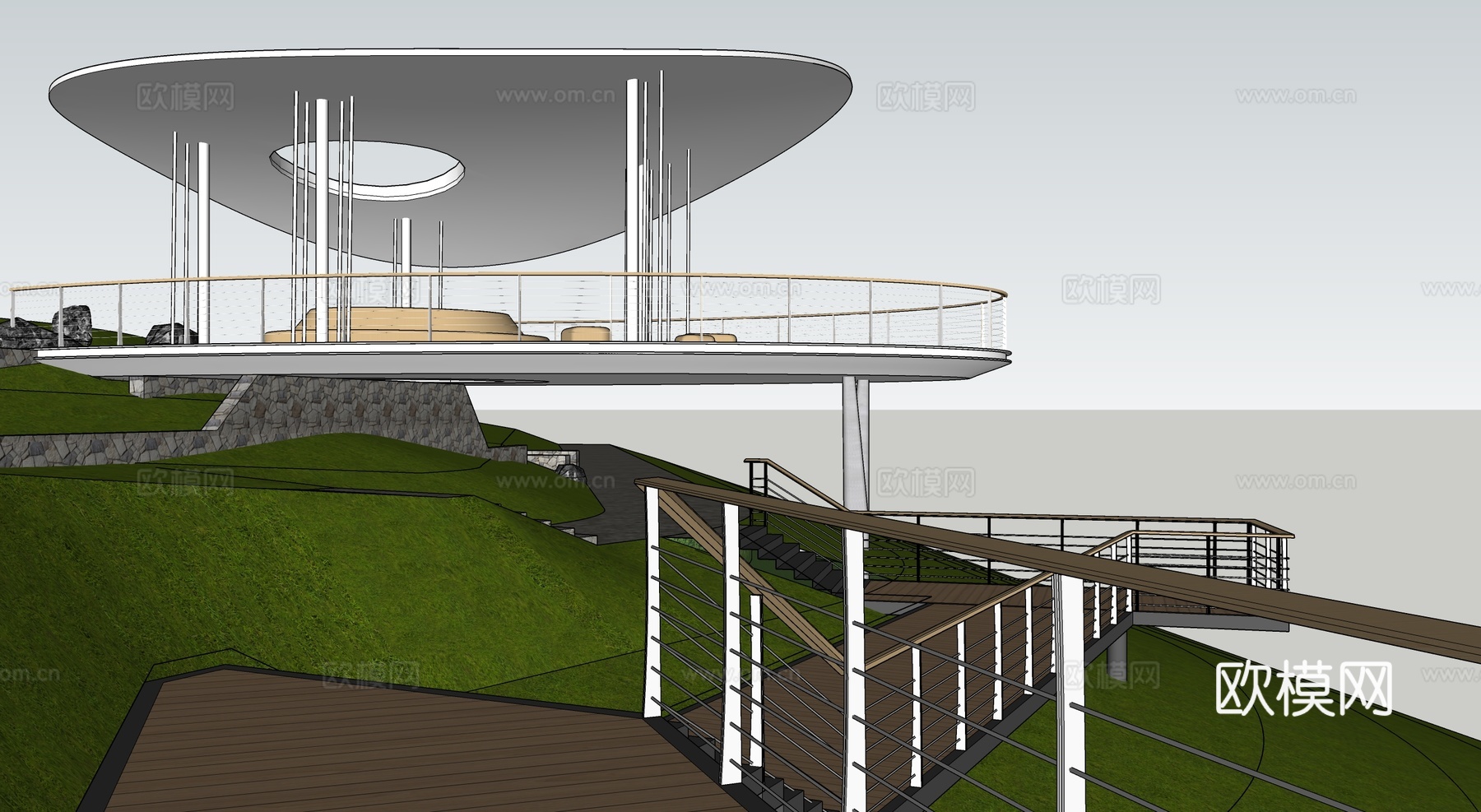现代观景台 体育公园su模型