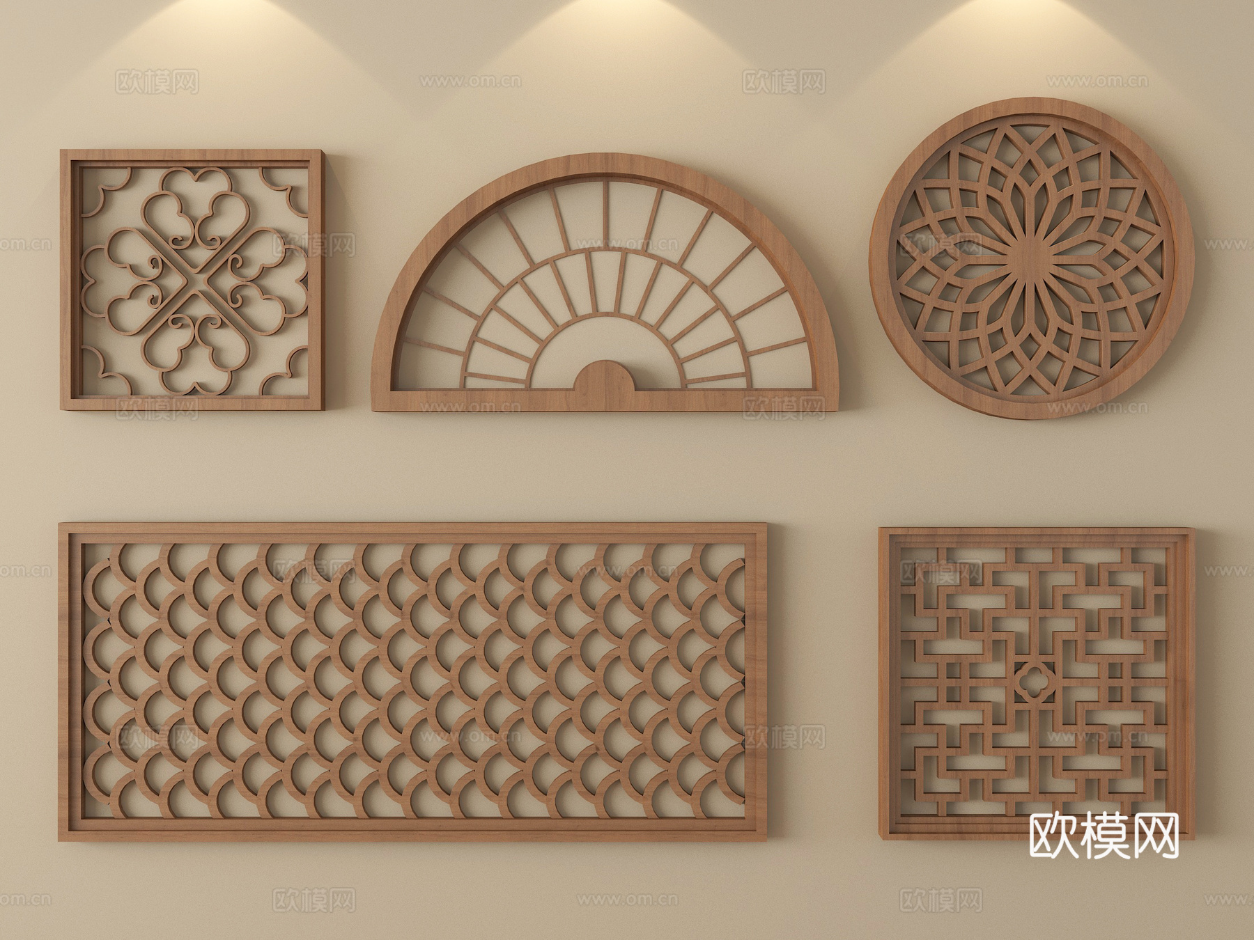 中式镂花窗 复古窗 镂空窗格 窗花su模型