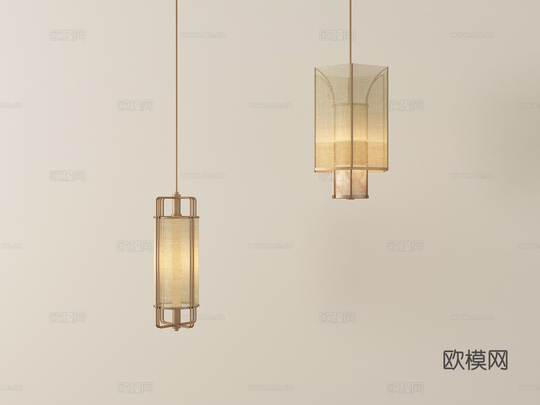新中式吊灯 装饰吊灯 金属吊灯su模型