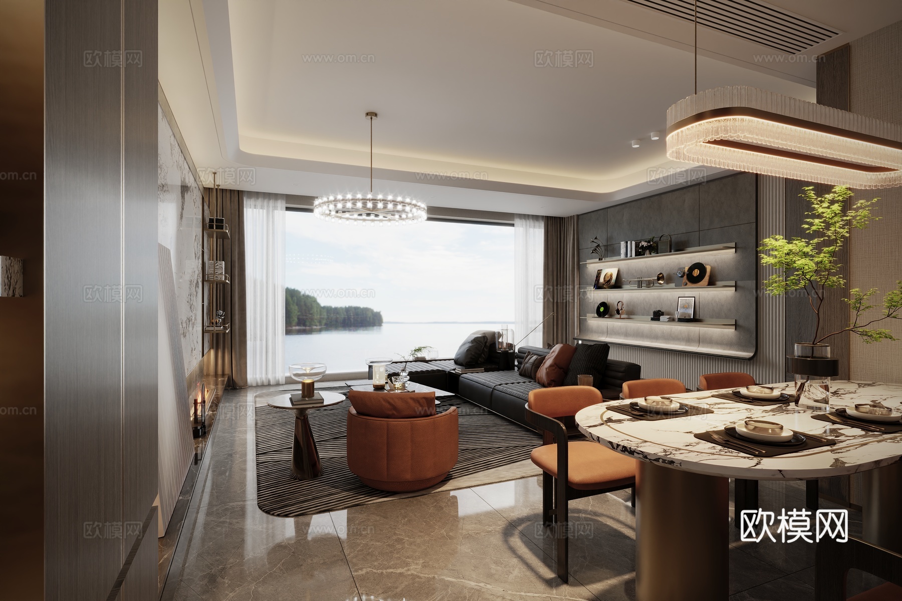 轻奢客餐厅样板su模型