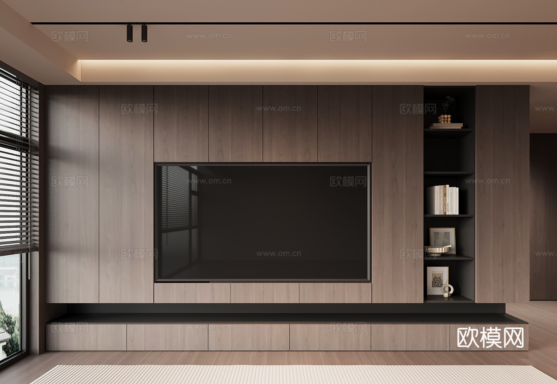 现代意式电视背景墙su模型