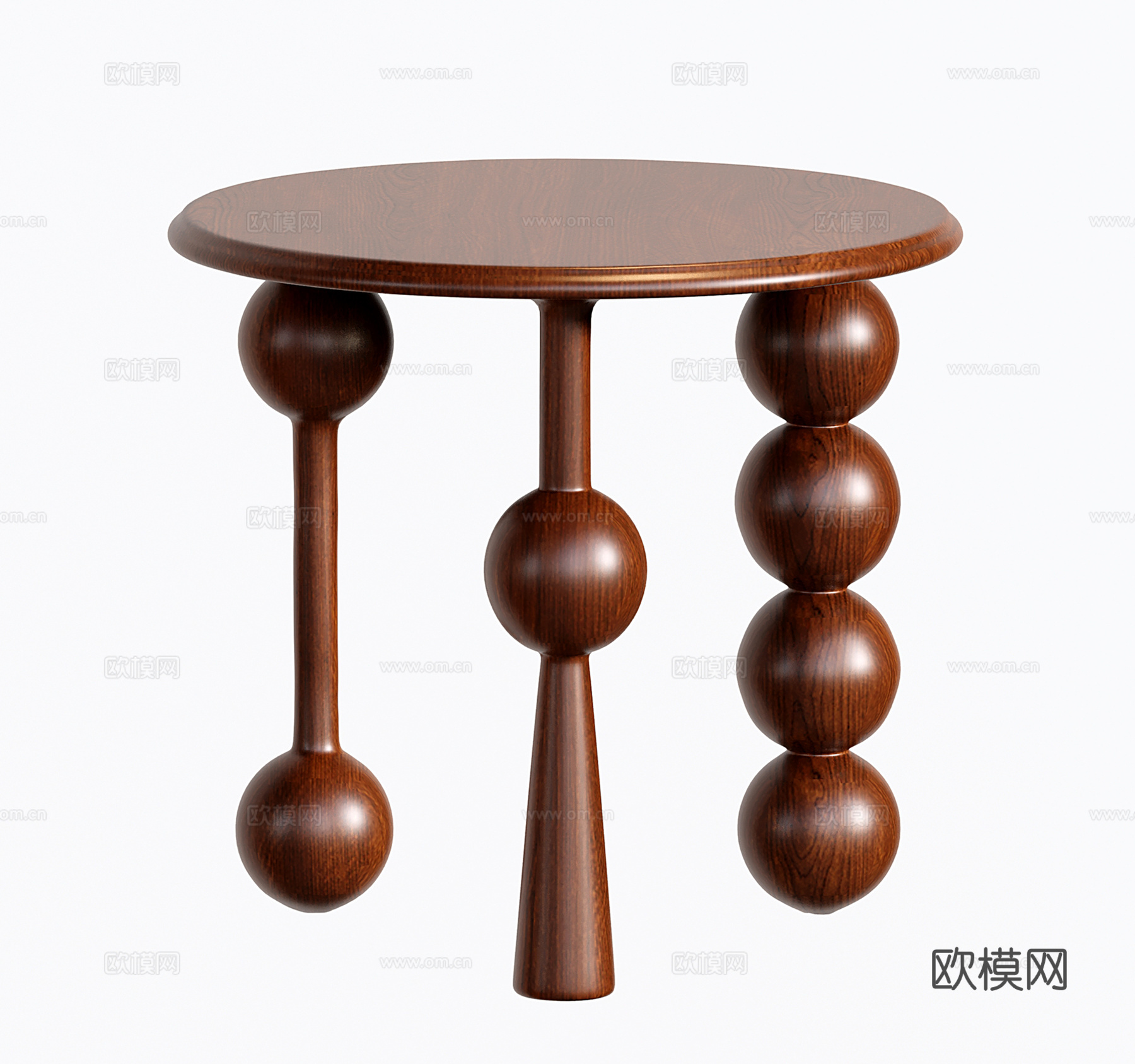 法式复古边几 小茶几 圆形茶桌su模型