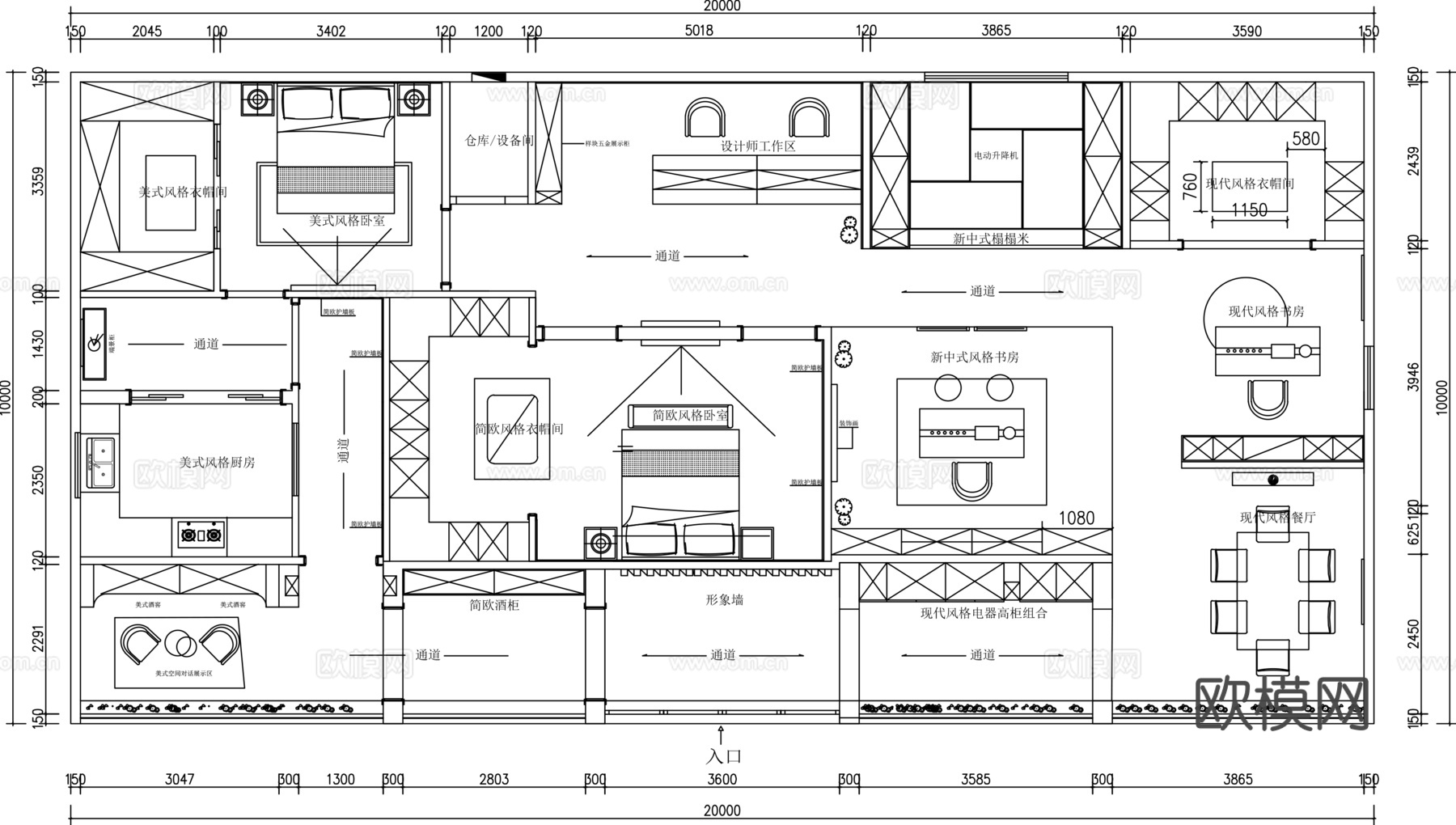 家具展厅平面图cad施工图