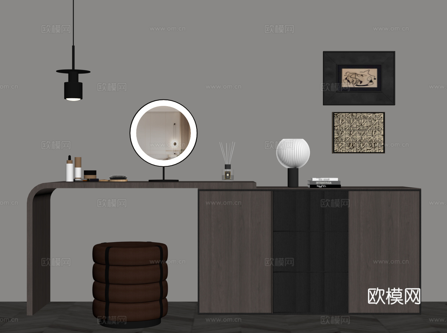 现代意式梳妆台su模型