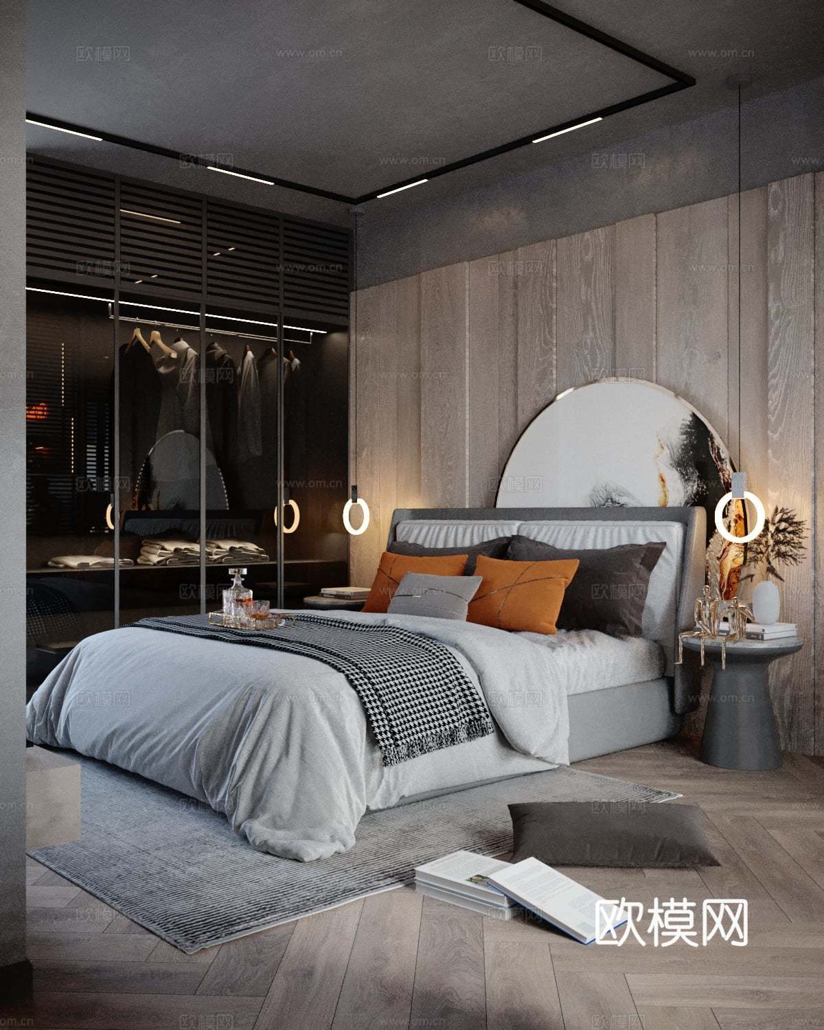 现代轻工业风公寓卧室 卧室工作室电竞房一体 酒店客房3d模型