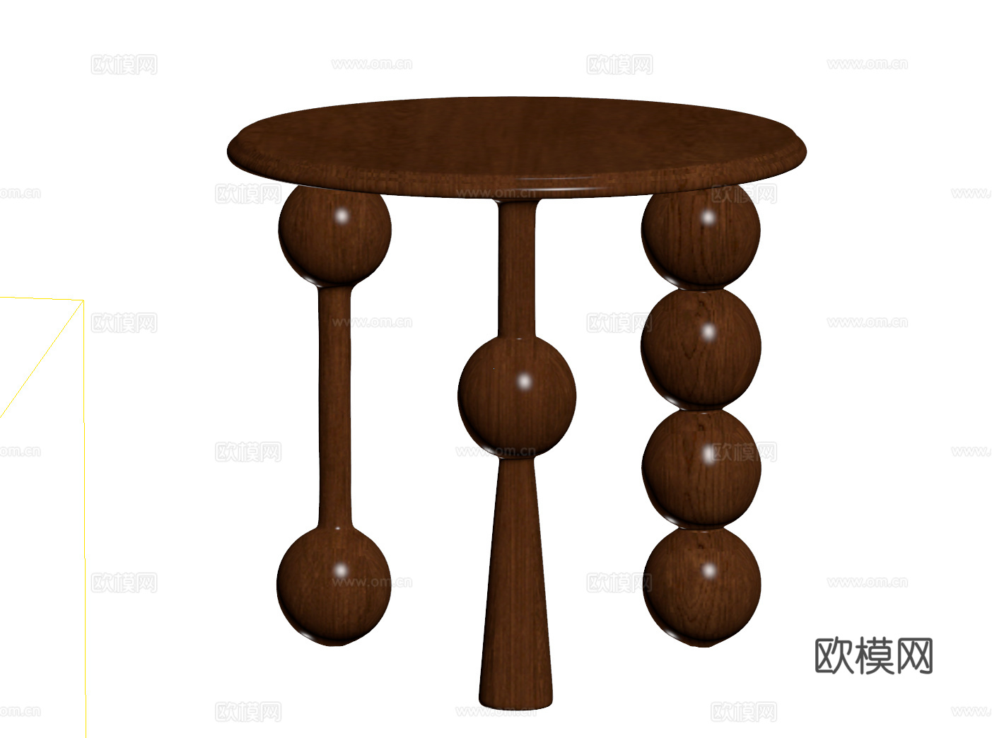 法式复古边几 小茶几 圆形茶桌su模型